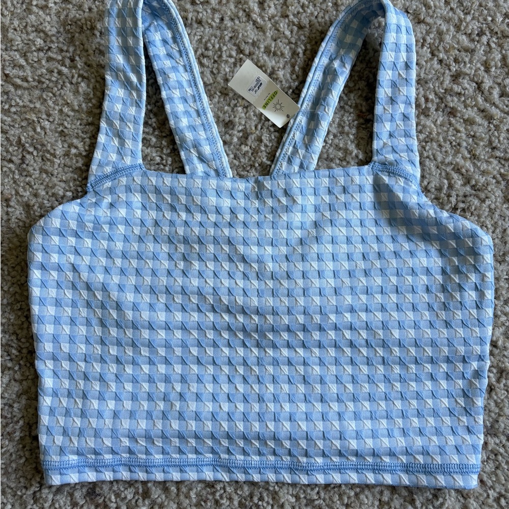 NWT Aerie Blue Gingham Cropped Tank Top